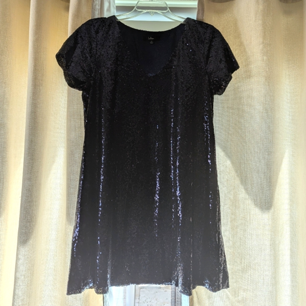 Women's Sequins Short Dress -Blue-XL